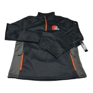 NWT Men's NFL Cleveland Browns Waffle Knit Black 1/4 Zip Pullover Fleece‎ Size M